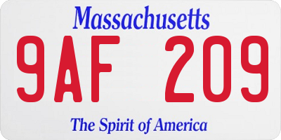 MA license plate 9AF209