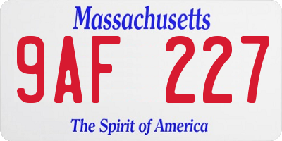 MA license plate 9AF227