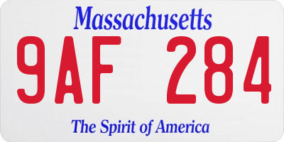MA license plate 9AF284