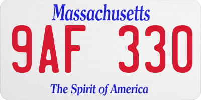 MA license plate 9AF330