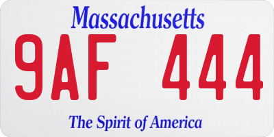 MA license plate 9AF444