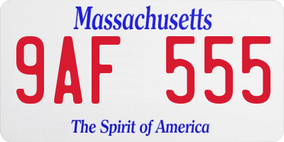 MA license plate 9AF555