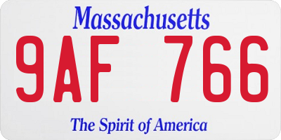 MA license plate 9AF766