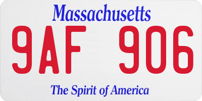 MA license plate 9AF906