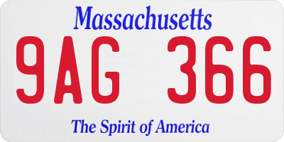 MA license plate 9AG366