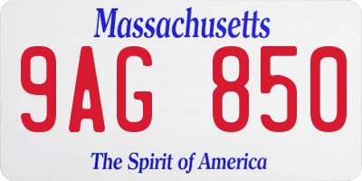 MA license plate 9AG850