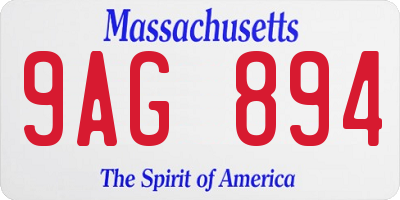 MA license plate 9AG894