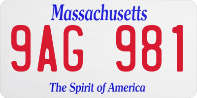 MA license plate 9AG981