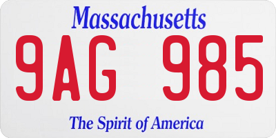 MA license plate 9AG985