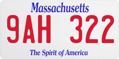 MA license plate 9AH322
