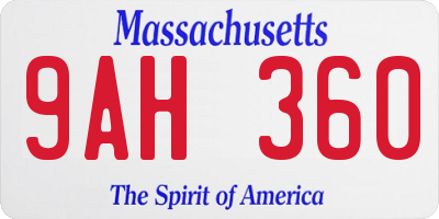 MA license plate 9AH360