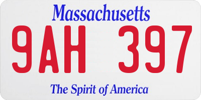 MA license plate 9AH397