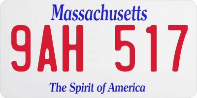 MA license plate 9AH517