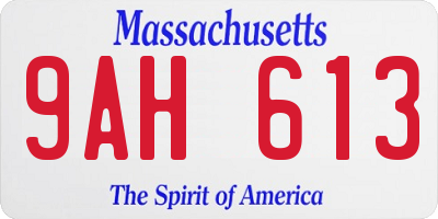 MA license plate 9AH613