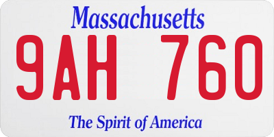 MA license plate 9AH760