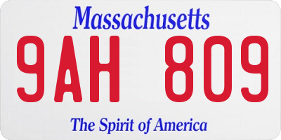 MA license plate 9AH809