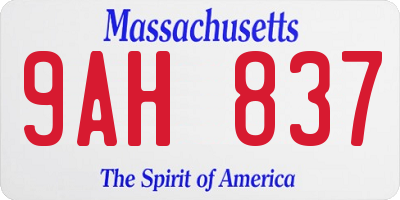 MA license plate 9AH837