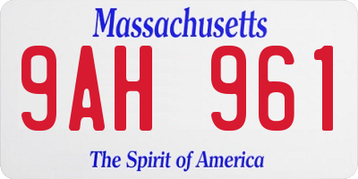 MA license plate 9AH961