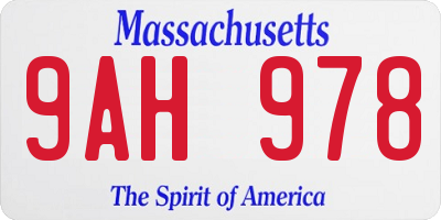 MA license plate 9AH978