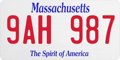 MA license plate 9AH987