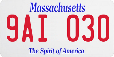 MA license plate 9AI030