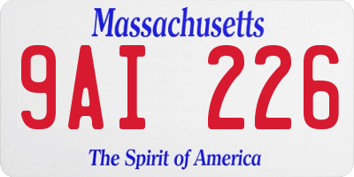 MA license plate 9AI226