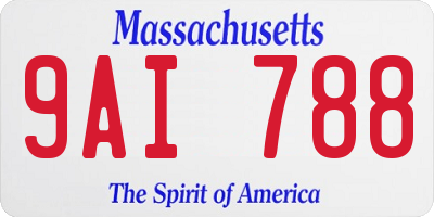 MA license plate 9AI788