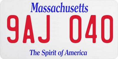 MA license plate 9AJ040