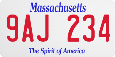 MA license plate 9AJ234