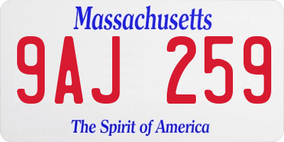 MA license plate 9AJ259