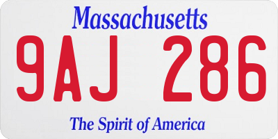 MA license plate 9AJ286