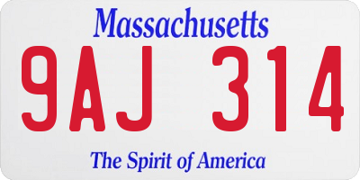 MA license plate 9AJ314