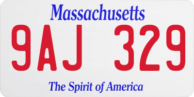 MA license plate 9AJ329