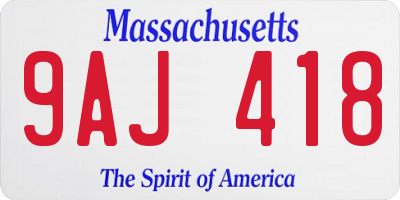 MA license plate 9AJ418