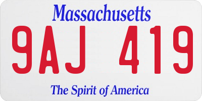 MA license plate 9AJ419