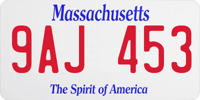 MA license plate 9AJ453