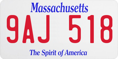 MA license plate 9AJ518
