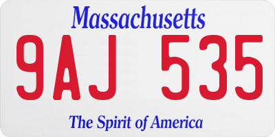 MA license plate 9AJ535