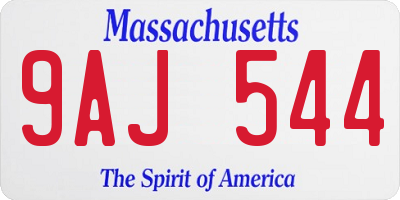 MA license plate 9AJ544