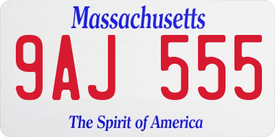 MA license plate 9AJ555