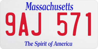 MA license plate 9AJ571