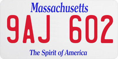 MA license plate 9AJ602