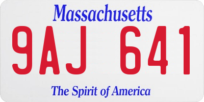 MA license plate 9AJ641