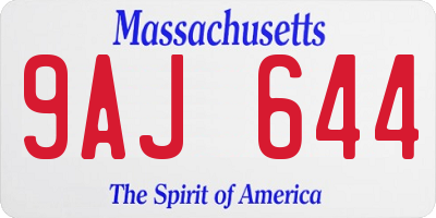 MA license plate 9AJ644