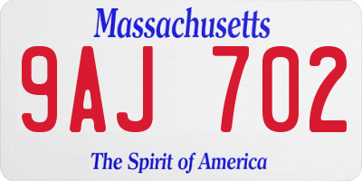 MA license plate 9AJ702