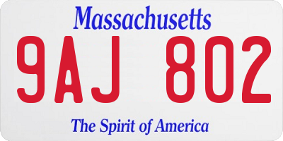 MA license plate 9AJ802
