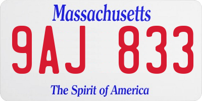 MA license plate 9AJ833