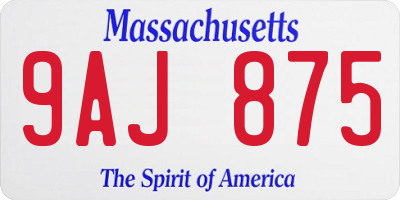 MA license plate 9AJ875