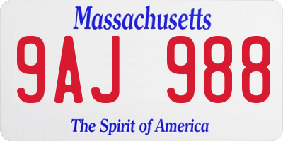 MA license plate 9AJ988