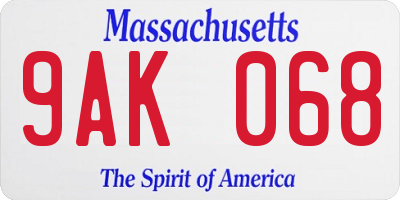 MA license plate 9AK068
